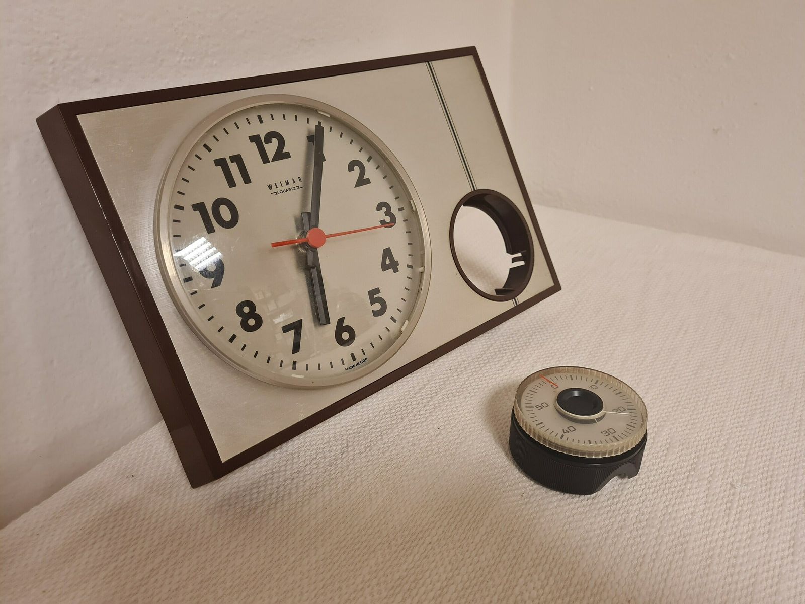 photo furniture Vintage Mid Century Wall Kitchen Clock With Timer Weimar Ddr 70s