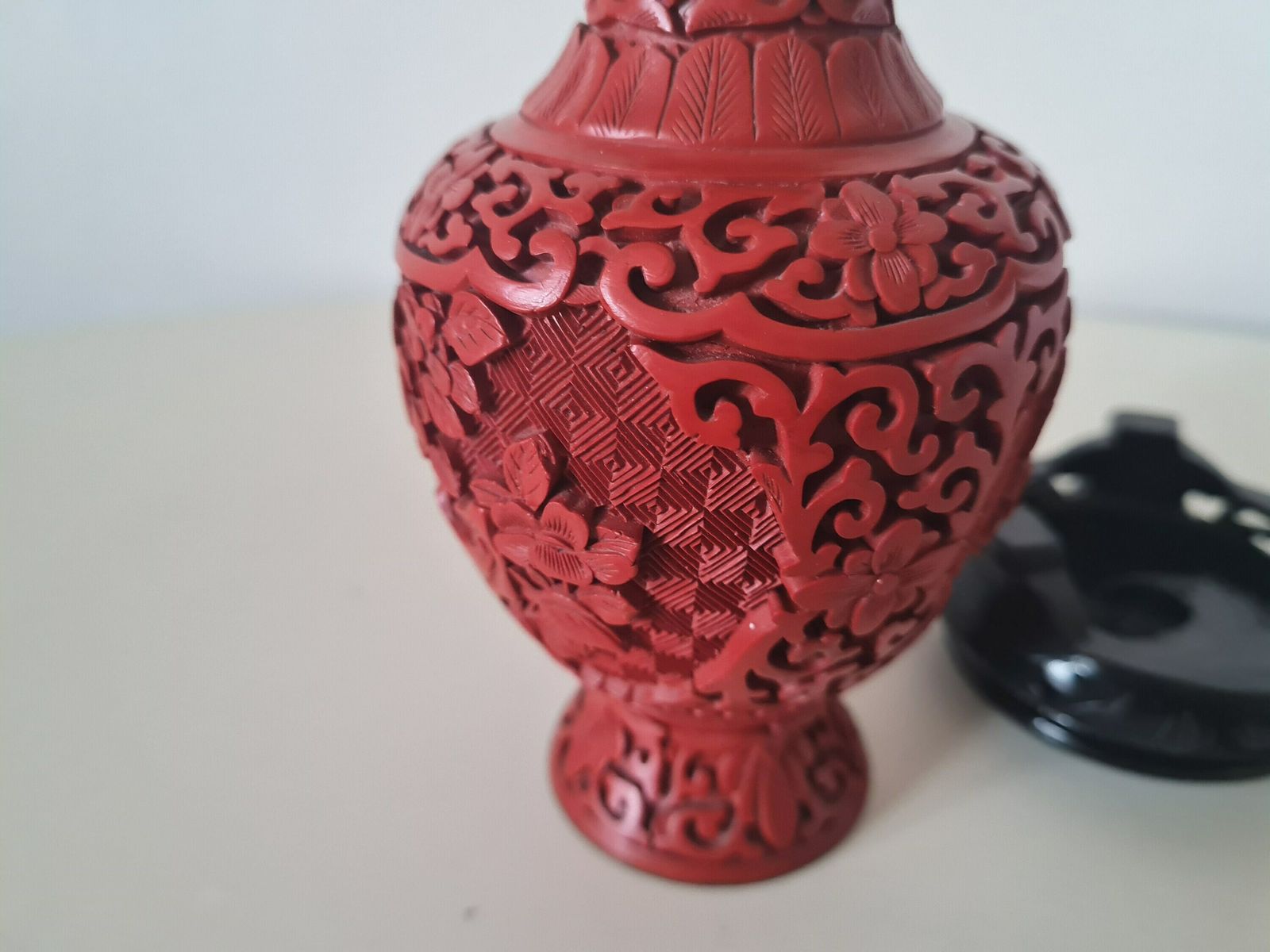 Chinese Cinnabar Lacquer Vase Varnish Carving Chinese Collectible photo buy