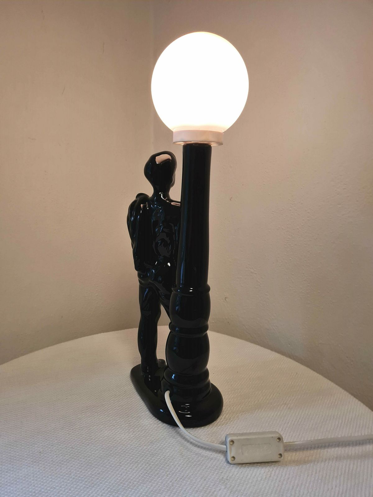 Vintage Mid Century Table Lamp Young Man Under The Lamp Very Beautiful Interior Accent photo vintage
