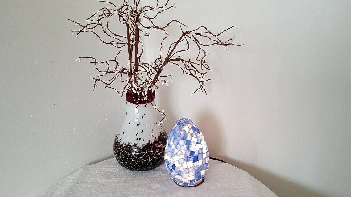 Vintage Mosaic Lamp Easter Egg Accent Lamp photo buy