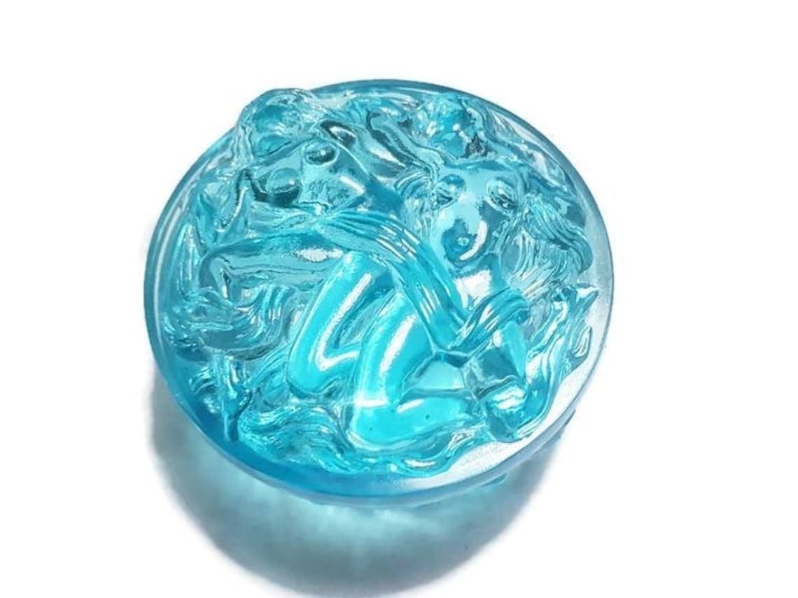Art Deco Sieradendoos / Poederdoos Van Aquablauw Glas – Schlevogt Ingrid Design, Tsjechisch Boheems Glas photo for sale