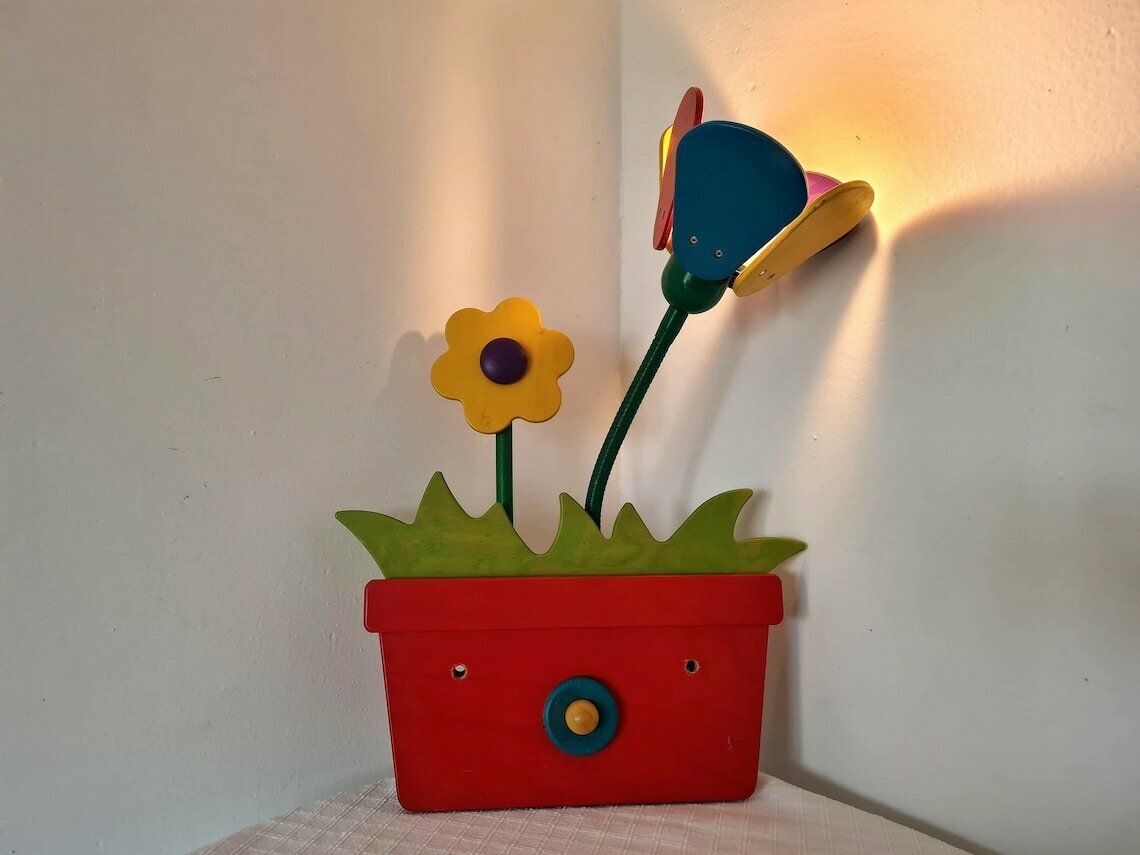 Vintage Pop Art 'Haba' Wall Wooden Lamp, 1980s photo furniture