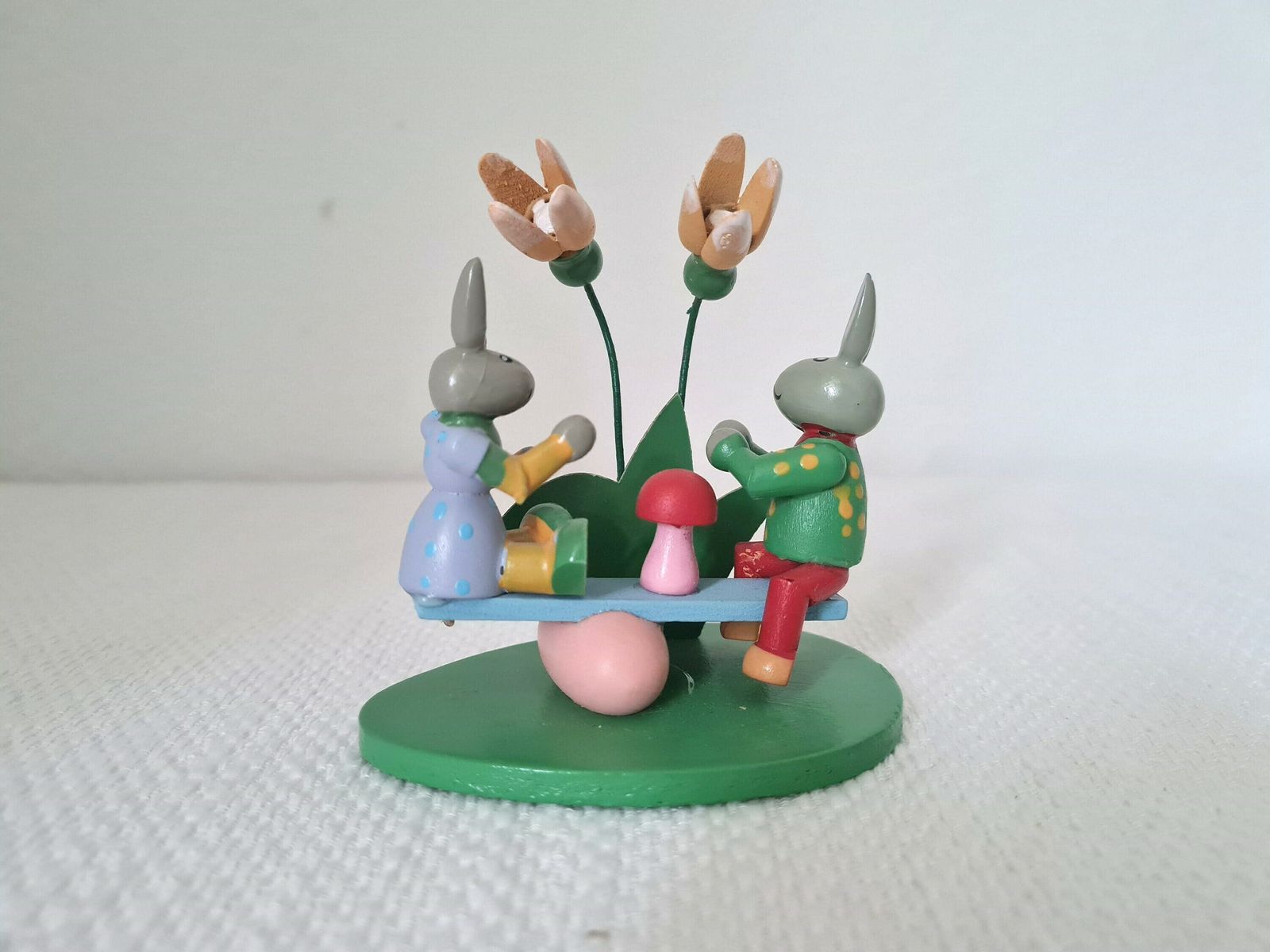 Vintage Erzgebirge Easter Bunny German Wooden Decoration Folk Art Hand Painted Made In East Germany photo 58.0