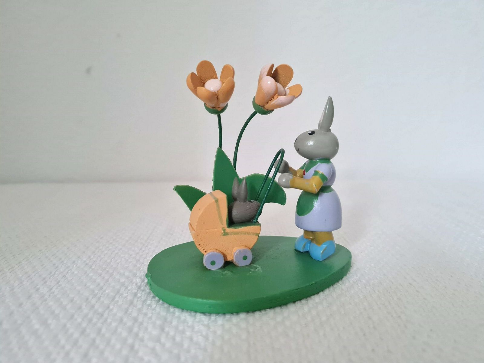 Vintage Erzgebirge Easter Bunny German Wooden Decoration Folk Art Hand Painted Made In East Germany photo buy