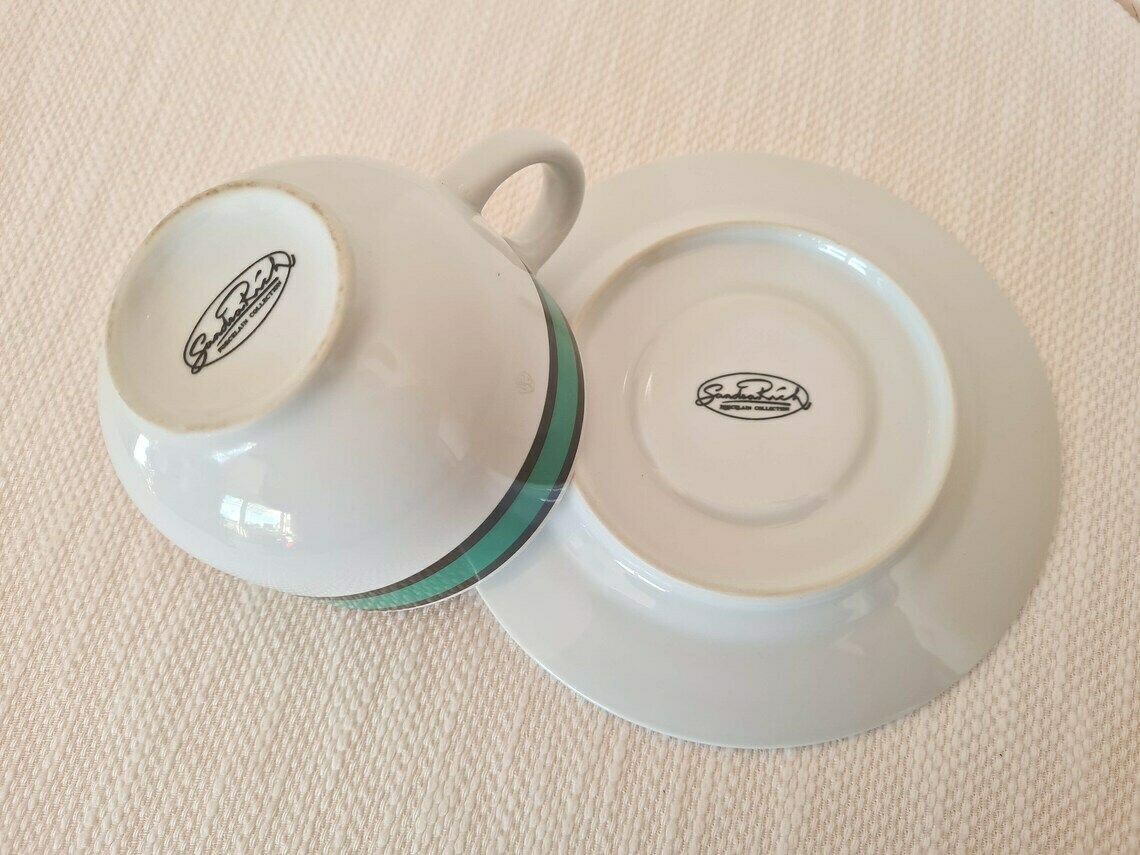 Vintage Memphis Milano Stijl Porseleinen Set Van Grote Kop En Schotel, Jaren 80 photo buy
