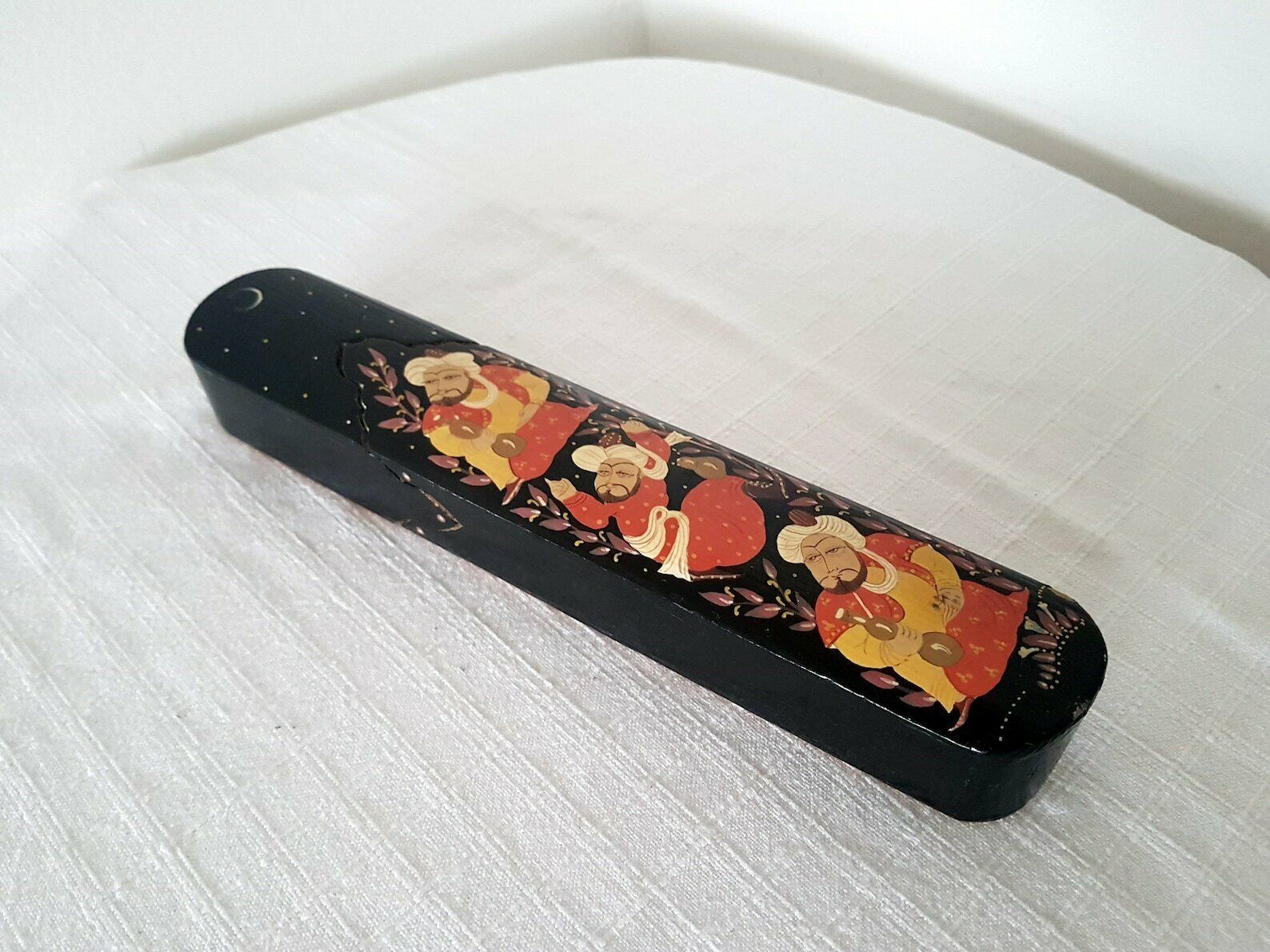 Vintage Lacquer Box Wooden Hand Painted Pencil Box Luxury Pen Box Jewellery Box photo furniture