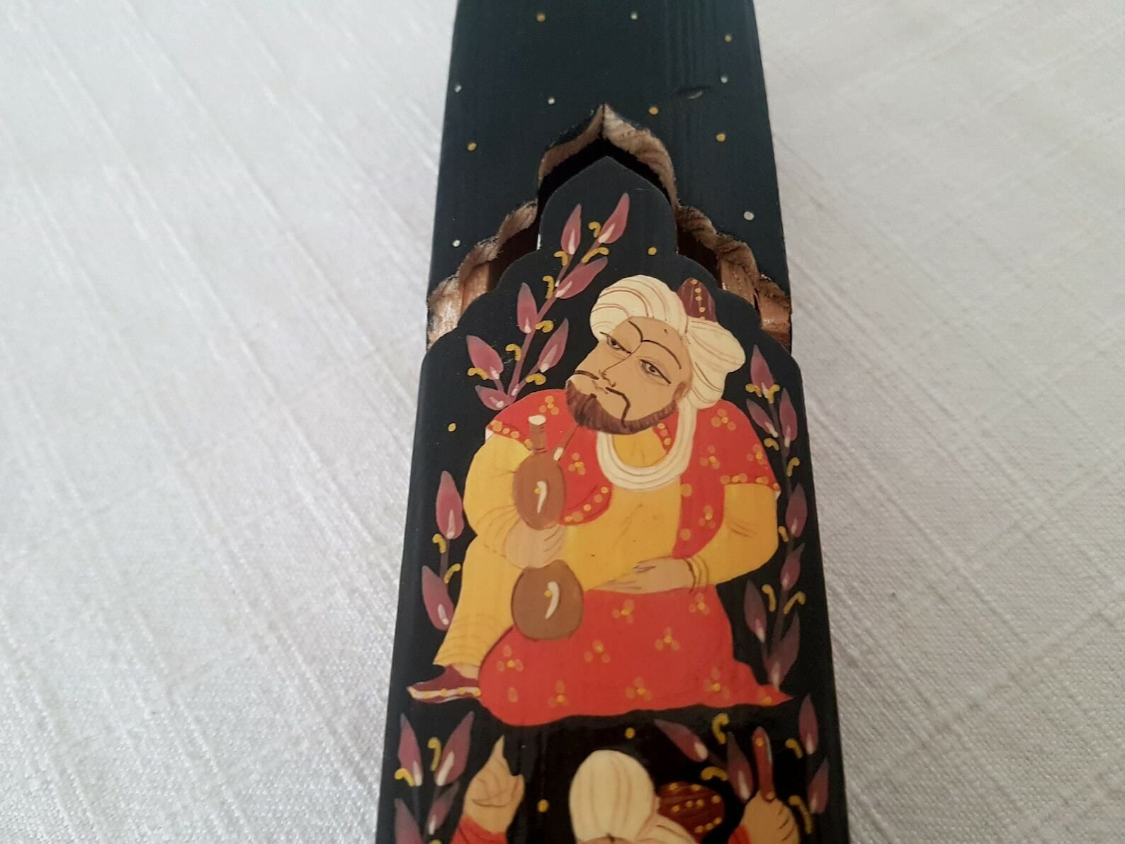 Vintage Lacquer Box Wooden Hand Painted Pencil Box Luxury Pen Box Jewellery Box photo vinterior