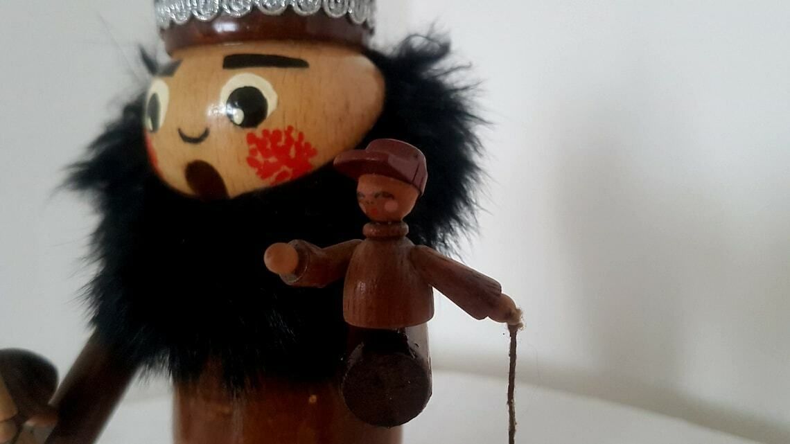 Vintage Retro Erzgebirge Figure, Incense Smoker Man German Incense Burner, Christmas Candle Holder Handmade Design Not Used photo furniture