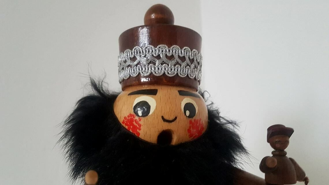 Vintage Retro Erzgebirge Figure, Incense Smoker Man German Incense Burner, Christmas Candle Holder Handmade Design Not Used photo 77.0