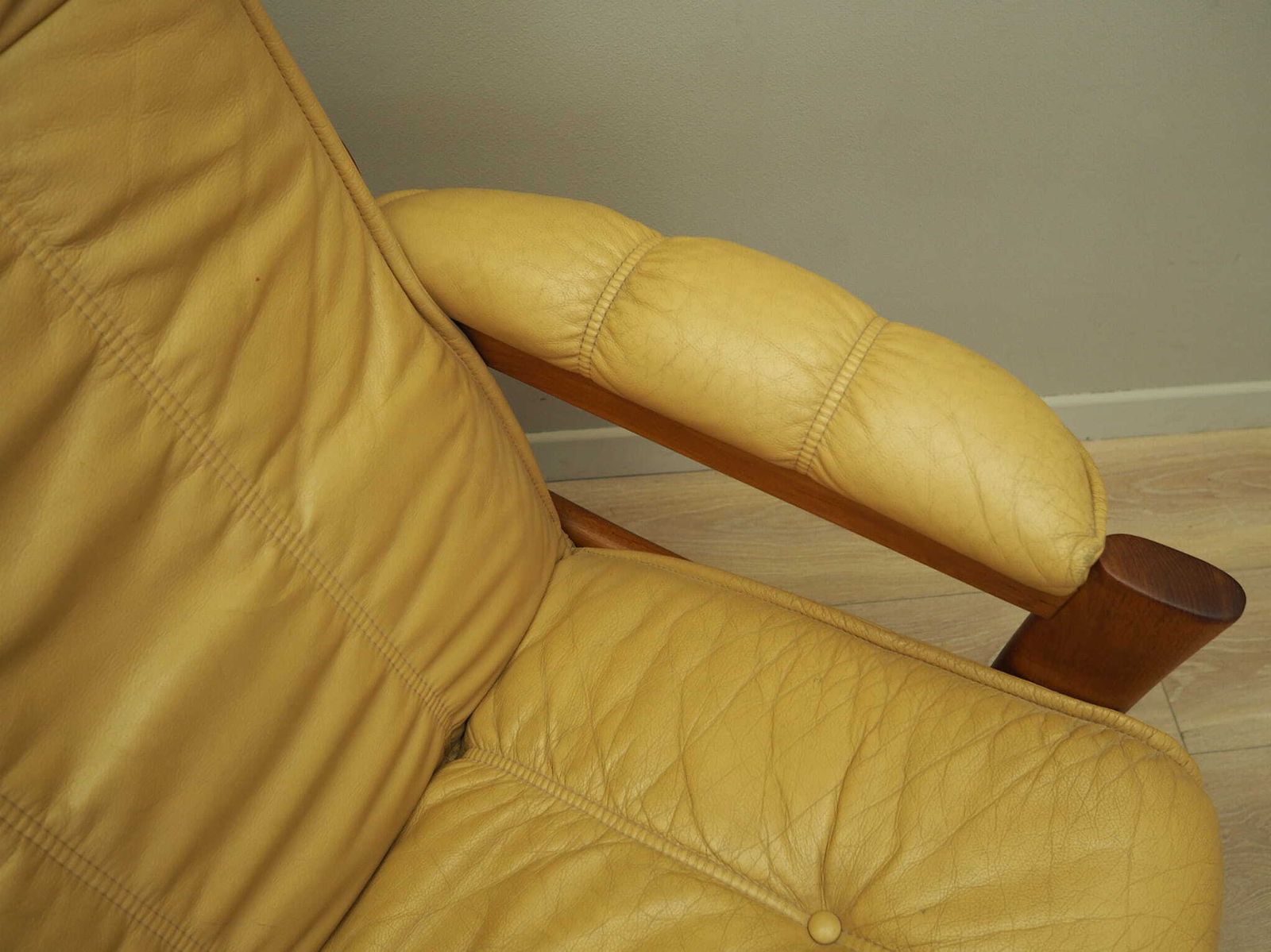 Furniture Yellow Leather Armchair, Danish Design, 1960s, Production: Denmark photo