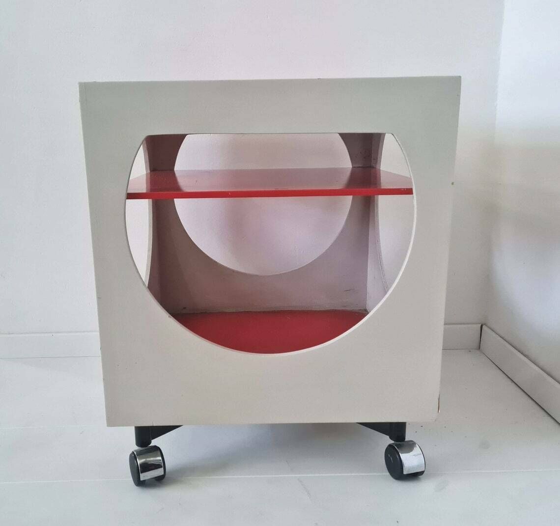 Vintage Rare Space Age Plywood Bar Trolley Table German 60s photo vintage