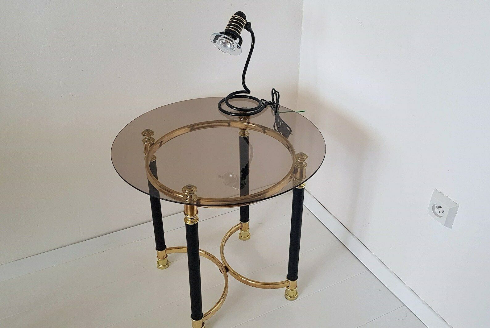 Vintage Hollywood Regency Modern Chrome And Smoked Glass Table photo furniture