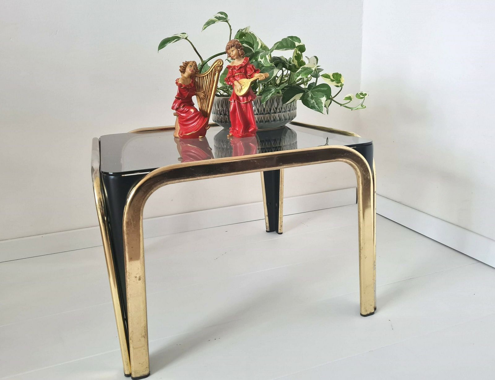 Vintage Mid Century Modern Chrome And Smoked Glass Table