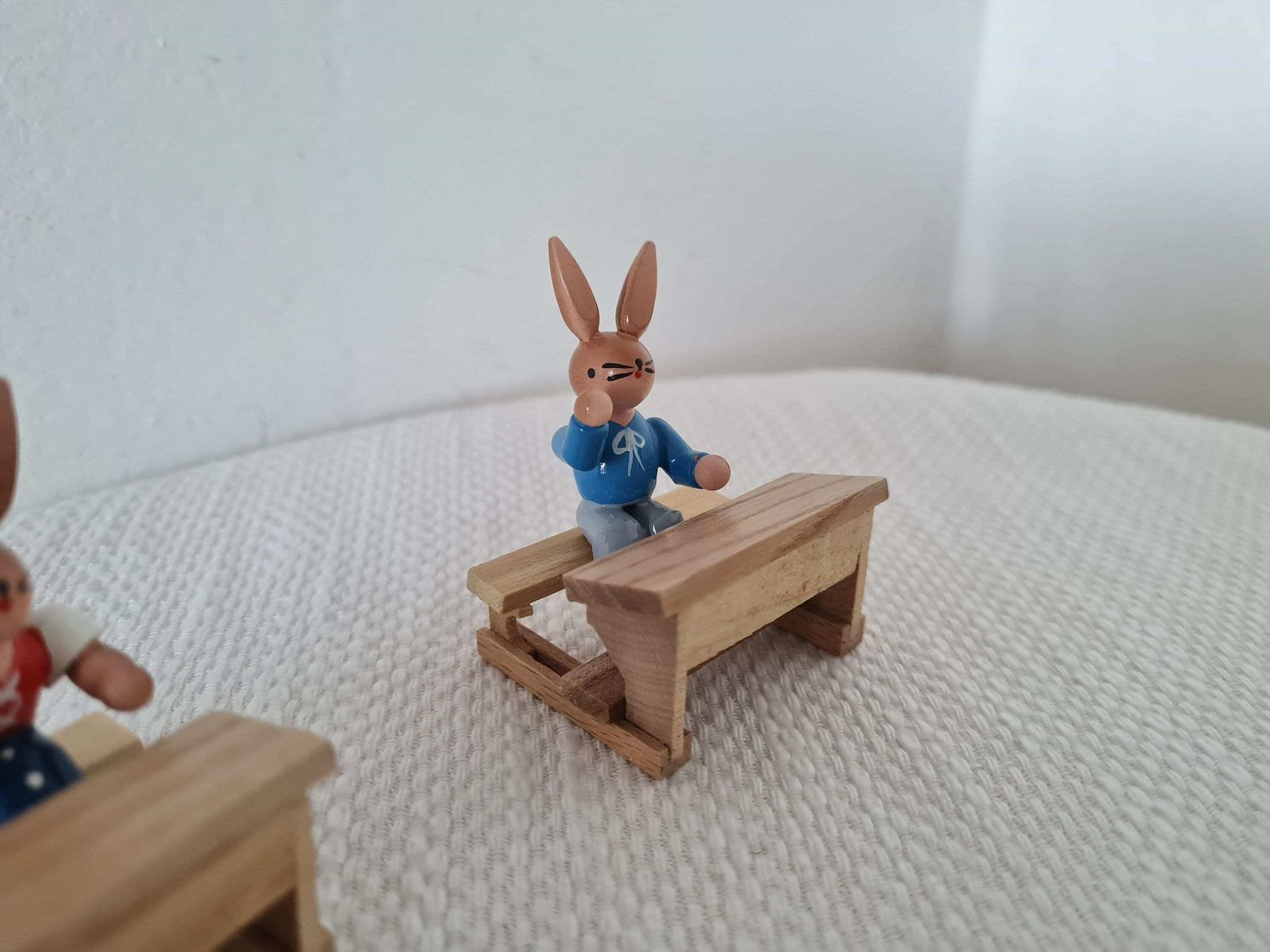 Vintage Duits Erzgebirge Paashaas School Houten Miniaturen Jaren 1980 photo 110.0