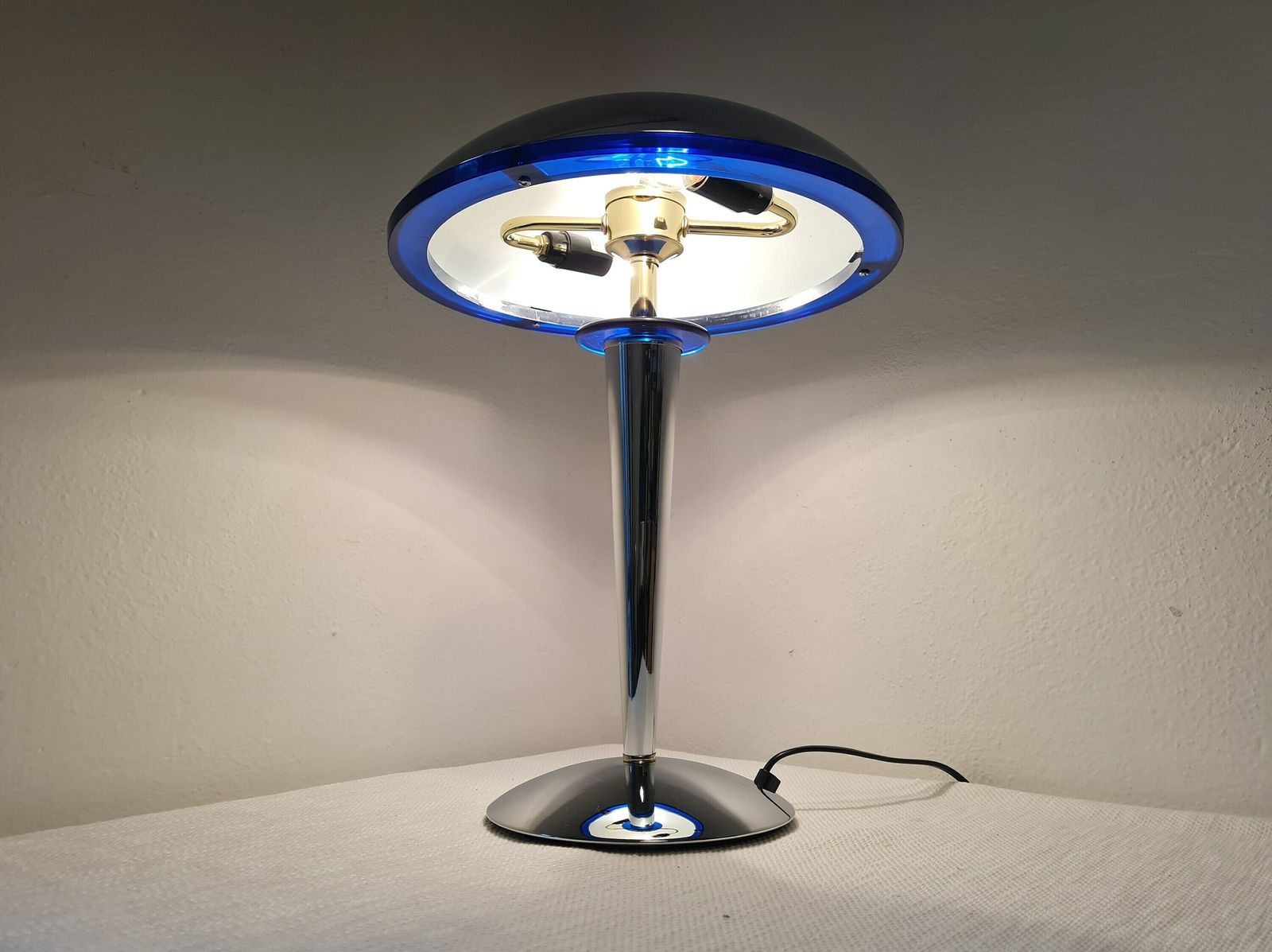 Vintage Mid Century Big Mushroom Chrome Desk Lamp photo vinterior