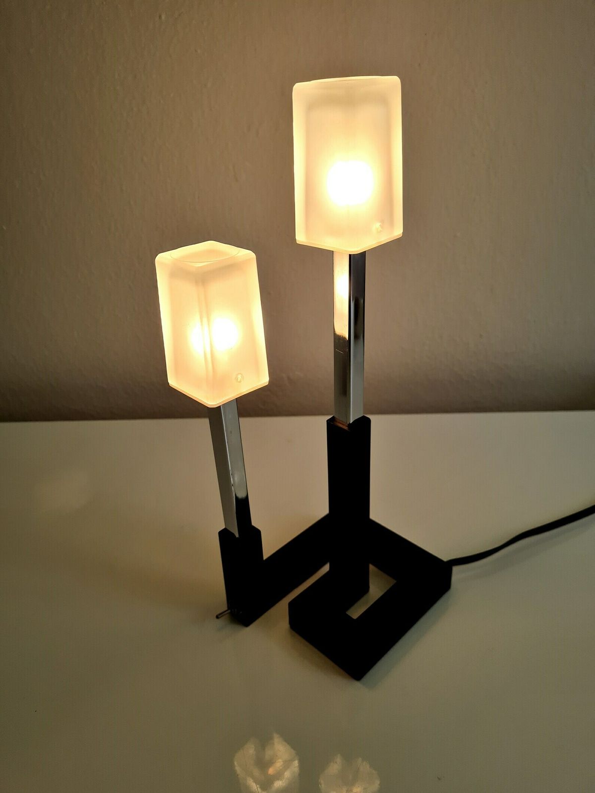 Vintage Post Modern Ikea Korsby Chrome And Glass Table Lamp With 2 Brightness Levels photo vintage