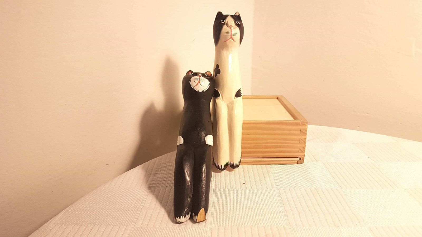 photo for sale Vintage Couple Of Wooden Cats Figurines Sitting Cats Collectible Kitten Cat Sculpture Vintage Cat Lovers Gift