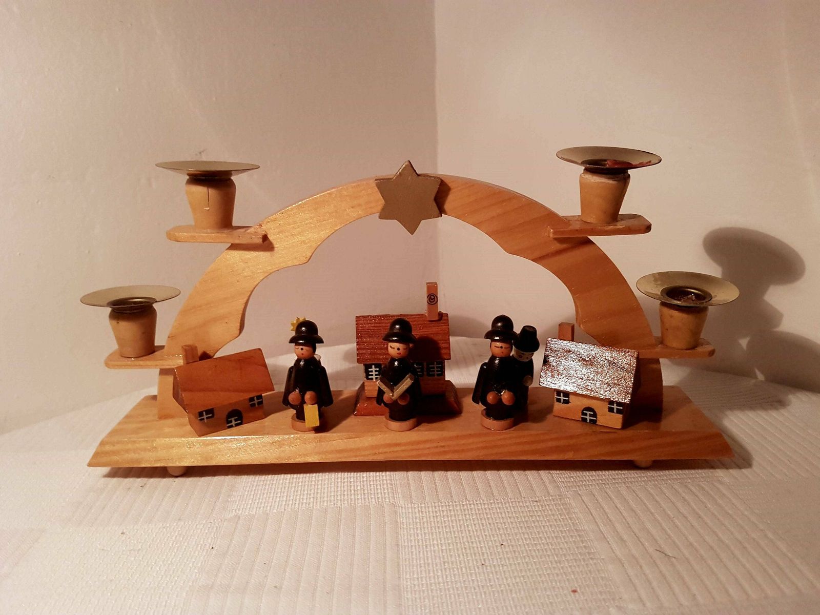 Vintage German Candlestick With Christmas Figurines 4 Candles Handmade Design photo Home Decor
