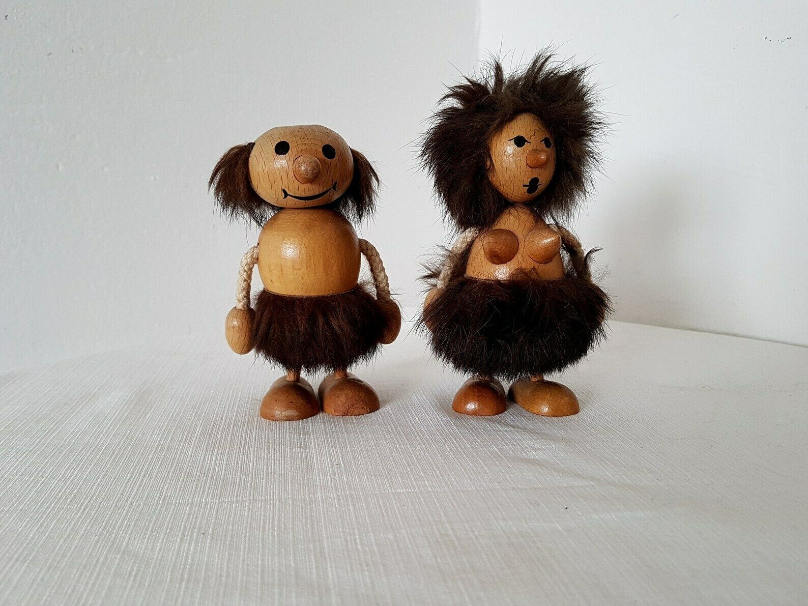 Vintage Wooden Couple Figures Handmade Design 70s photo 70.0
