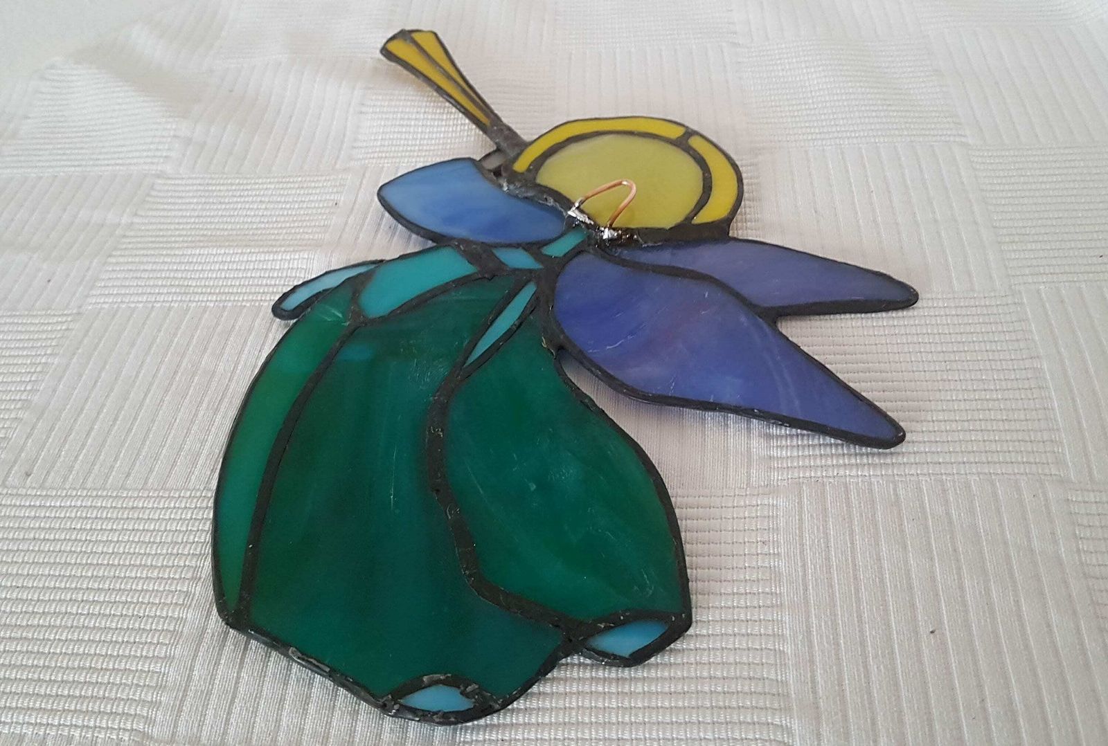 Vintage Tiffany Angel Glas In Lood Raamhanger photo vinterior