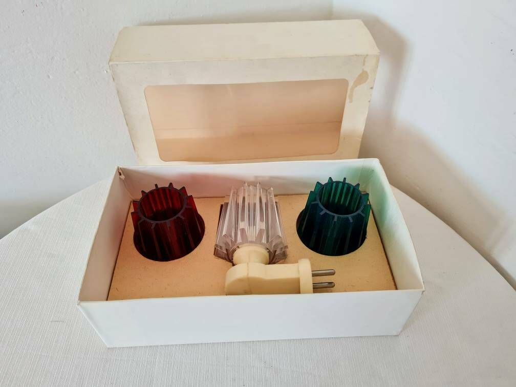Vintage Mid-Century nachtlamp met 3 verwisselbare kappen. Creëert een bijzondere sfeer in huis. photo buy