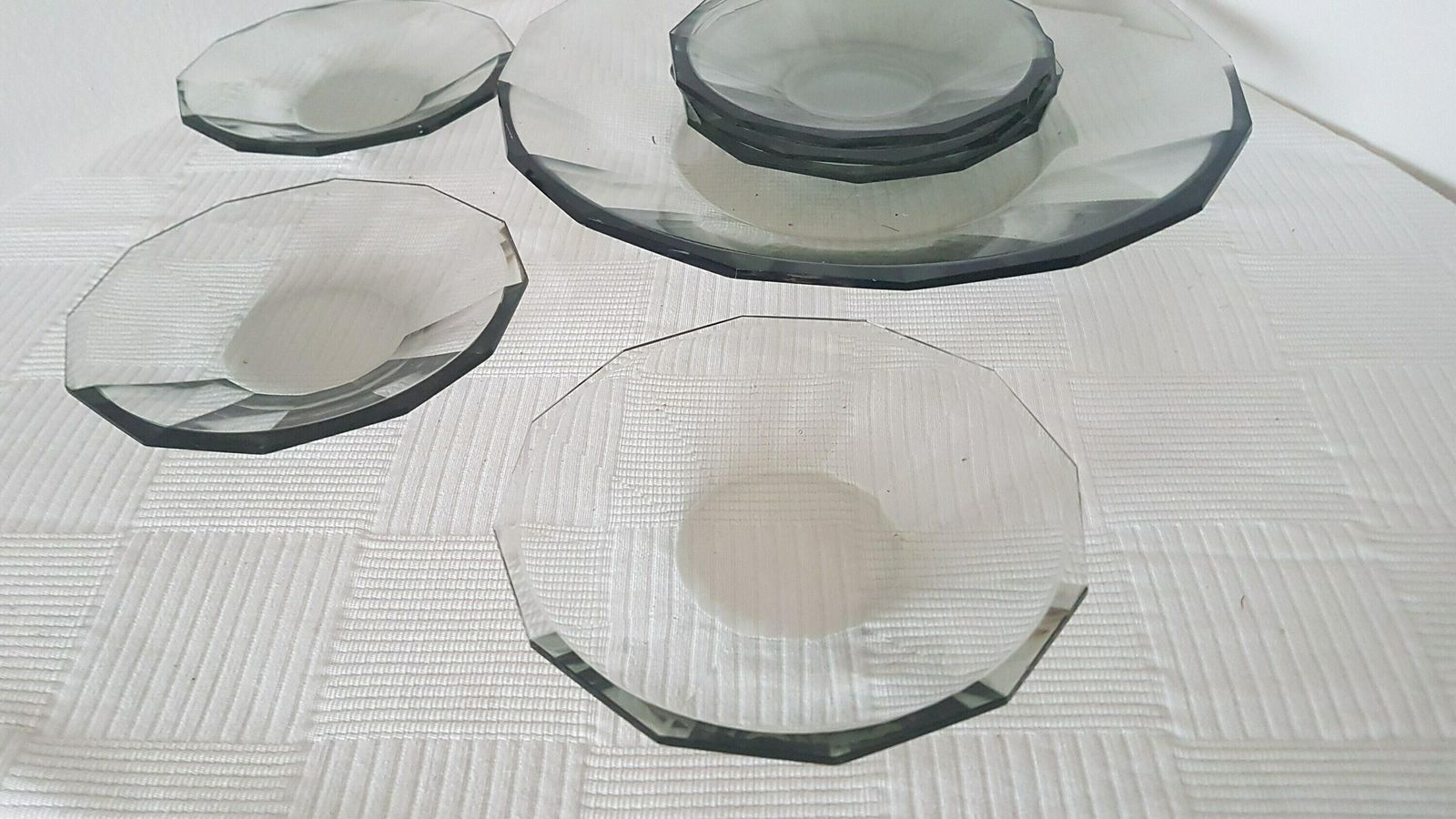 Art Deco Set Van 7 Rookglazen Schalen, Tsjechisch Boheems Glas. Antieke Schalen Van Karl Stölzle Heřmanova Huť, 1940 photo vinterior