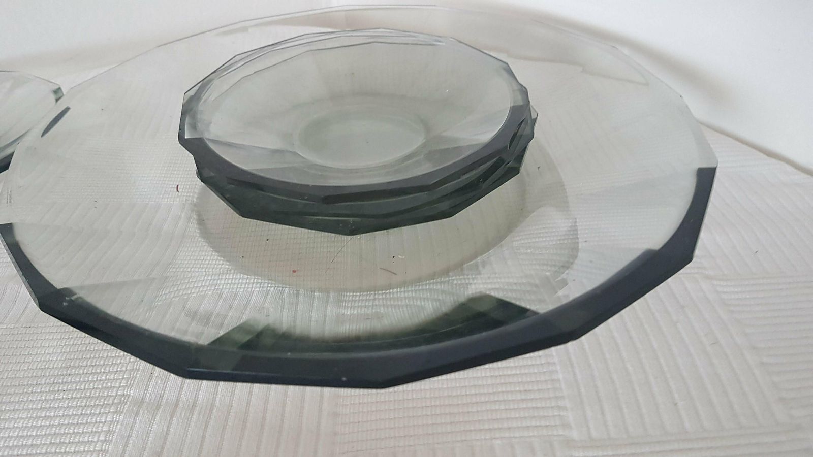 photo furniture Art Deco Set Of 7 Smoke Glass Plates Czech Bohemian Glass. Antique Bowls By Karl Stölzle Heřmanova Huť 1940