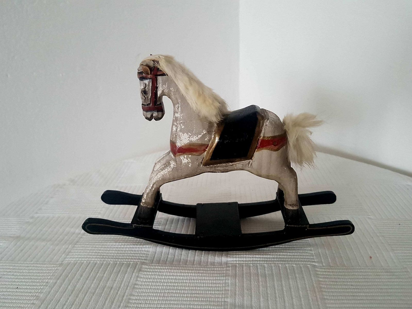 Retro Antique Rocking Horse Toy Decorativ For The Table Hand Carved Wooden Christmas Ornaments Old World Christmas Tree Holiday Decor