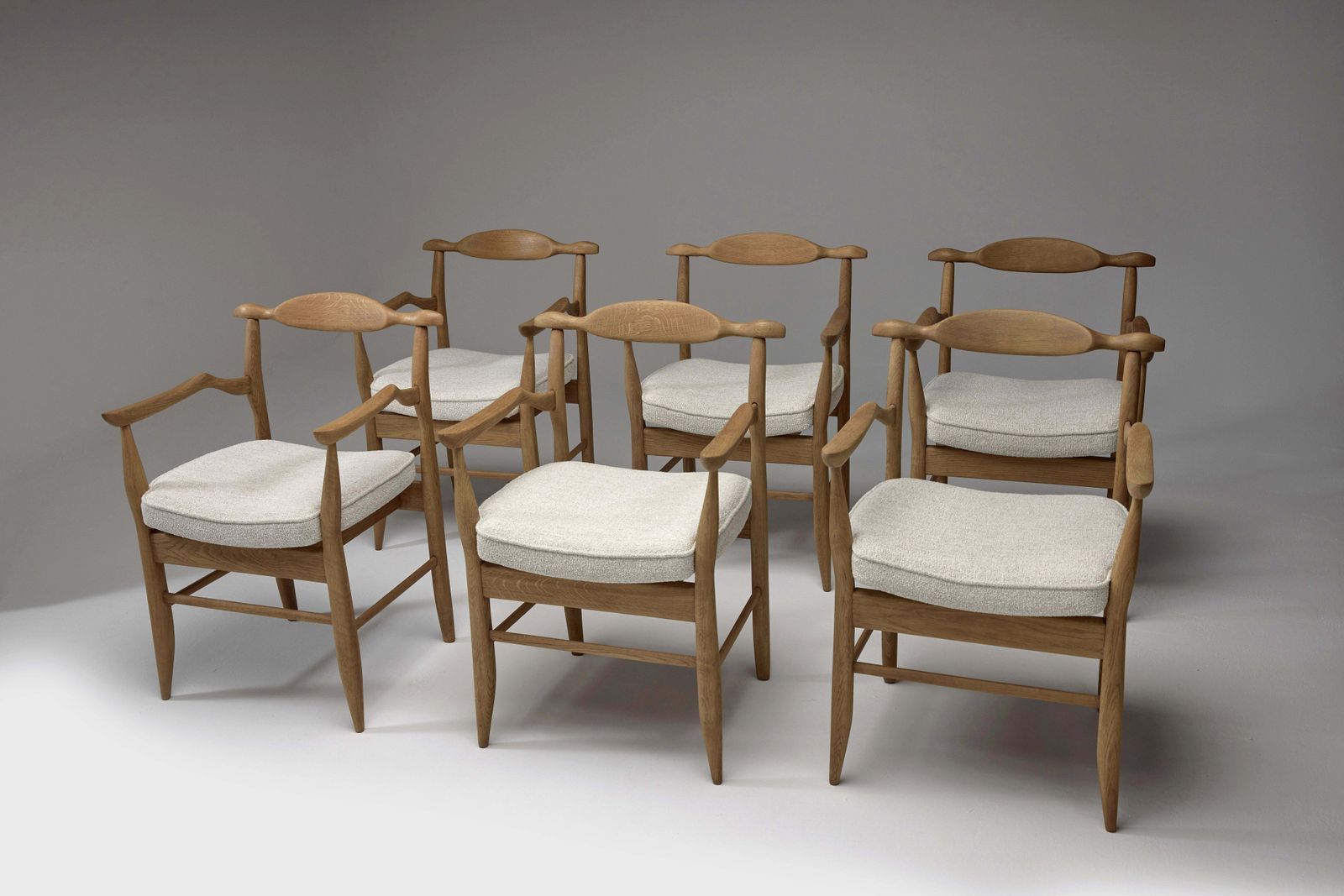 Set Of Six “Fumay” Dining Armchairs By Guillerme Et Chambron, France 1960s photo furniture