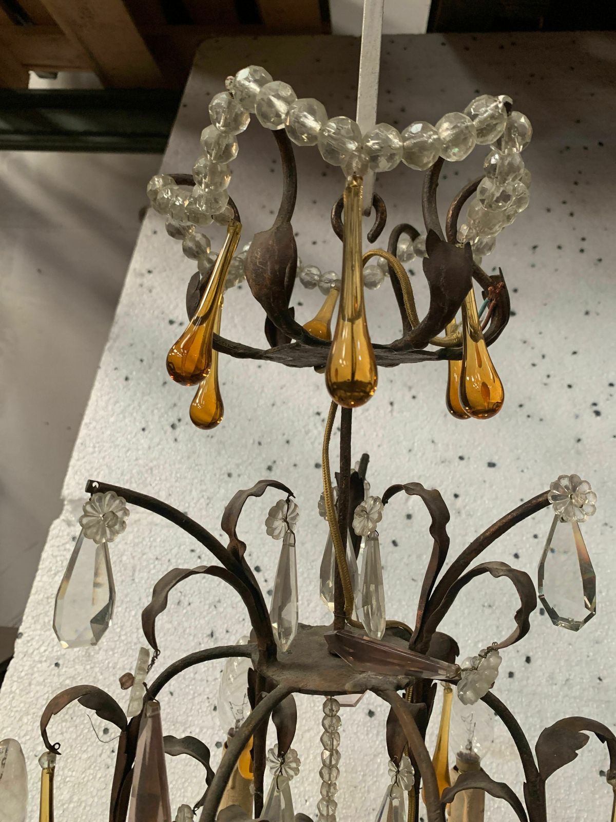 Louis XV Style Cage Chandelier With Pendants And Drop Of Water XX Century photo Lighting