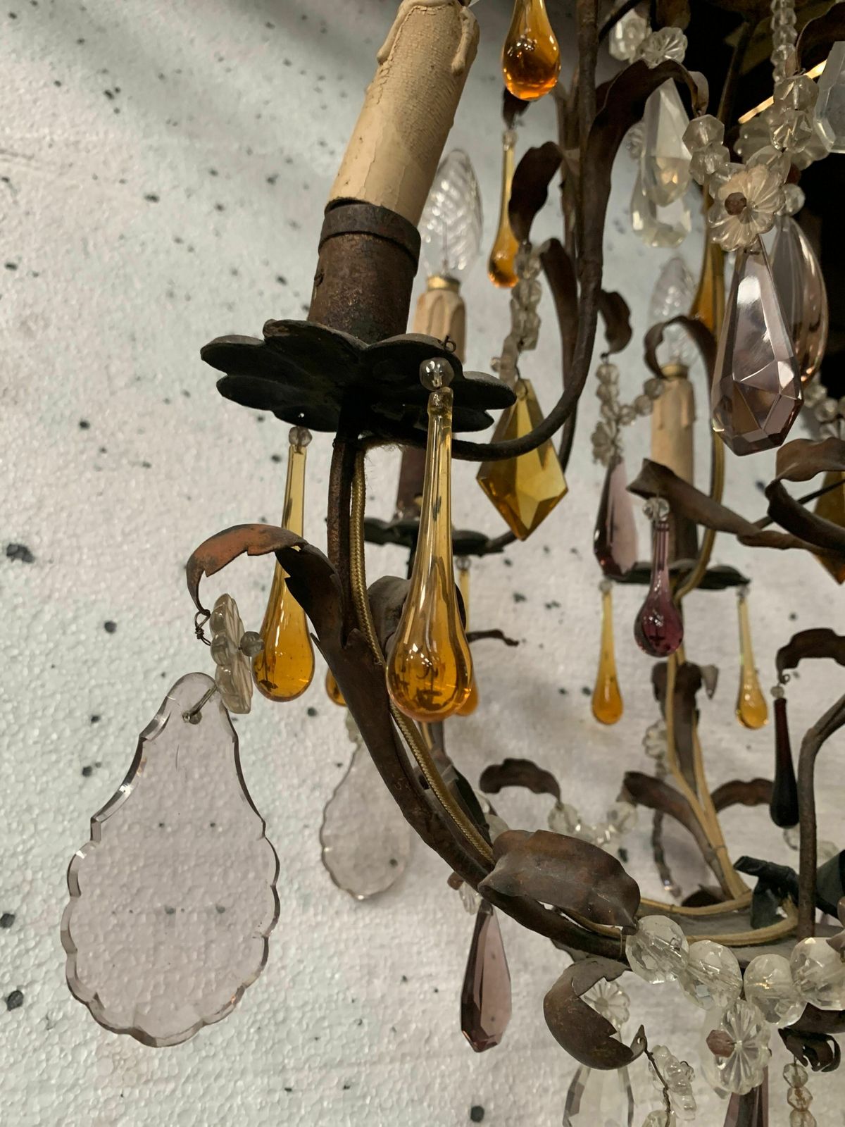 Louis XV Style Cage Chandelier With Pendants And Drop Of Water XX Century photo vintage