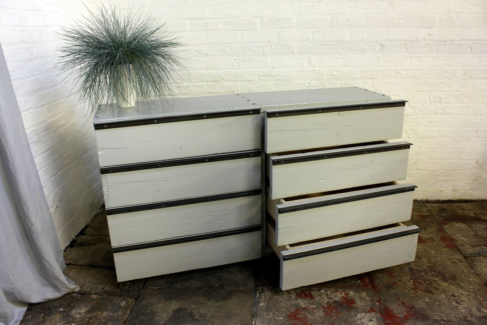 Niamh Reclaimed Scaffolding Board Chest Of Drawers With Angular Steel Handles   Bespoke Urban Furniture photo buy