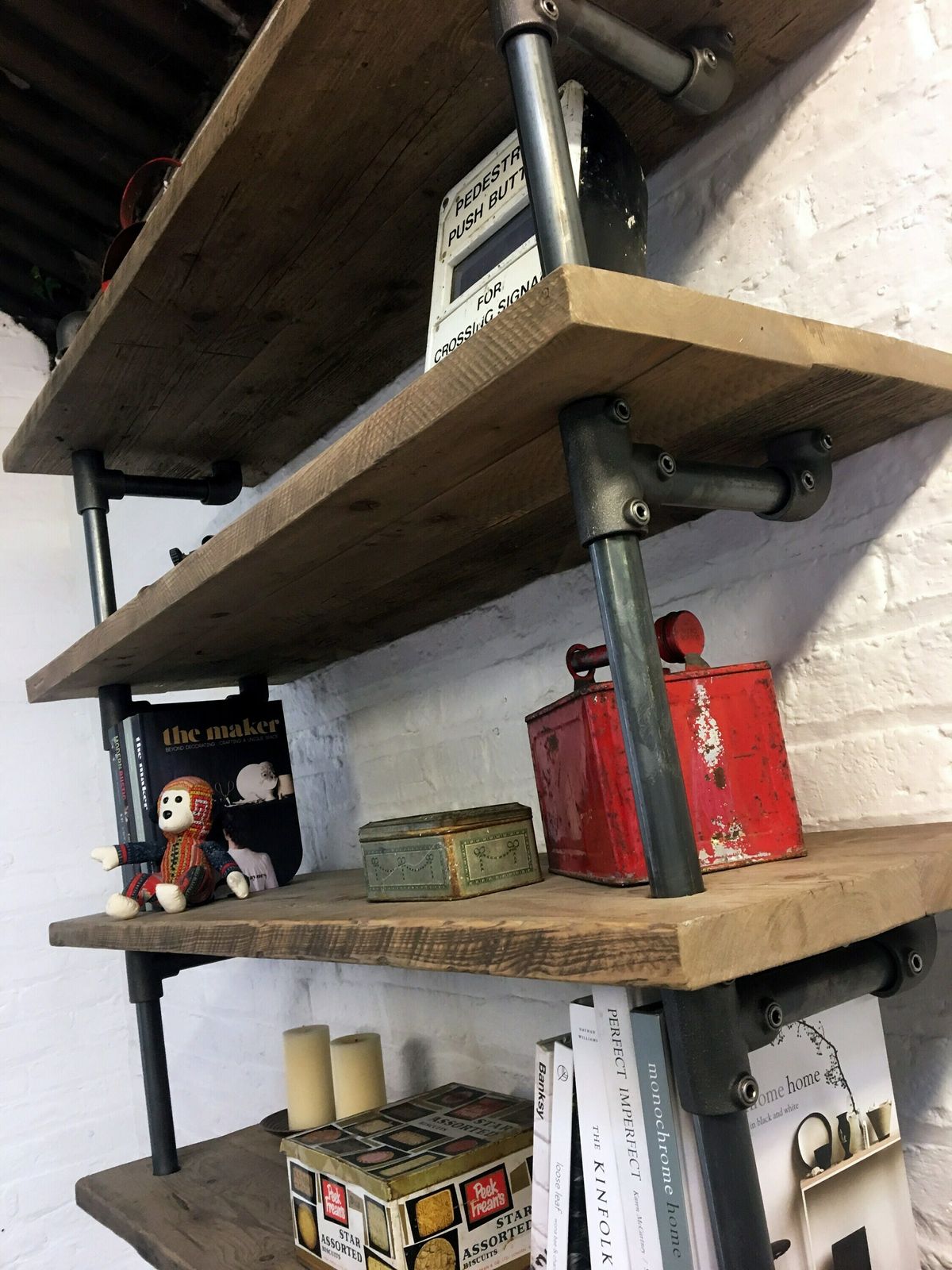 Annabel Bespoke Reclaimed Scaffolding Boards And Dark Steel Pipe Shelving/Bookcase   Made To Order photo 1565.0