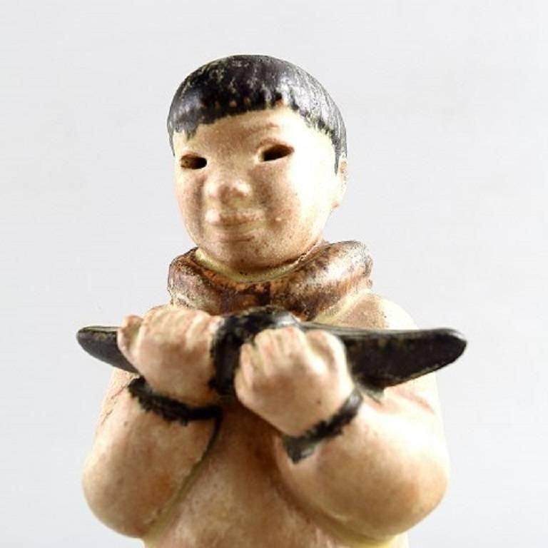 Rare Arne Ingdam, Denmark, 1960s, Eskimo Boy With Kayak In His Hands photo furniture