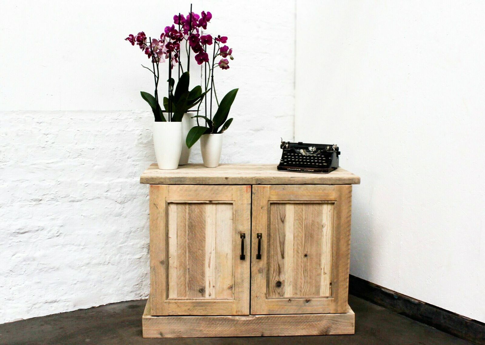 Boadi Reclaimed Scaffolding Board Cupboard With Adjustable Shelf And Vintage Brass Handles   Bespoke Urban Furniture photo for sale