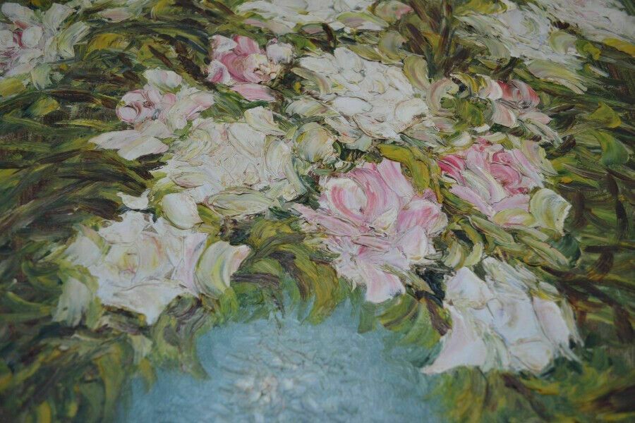 Vintage Flower Painting Oil On Board photo 100.0