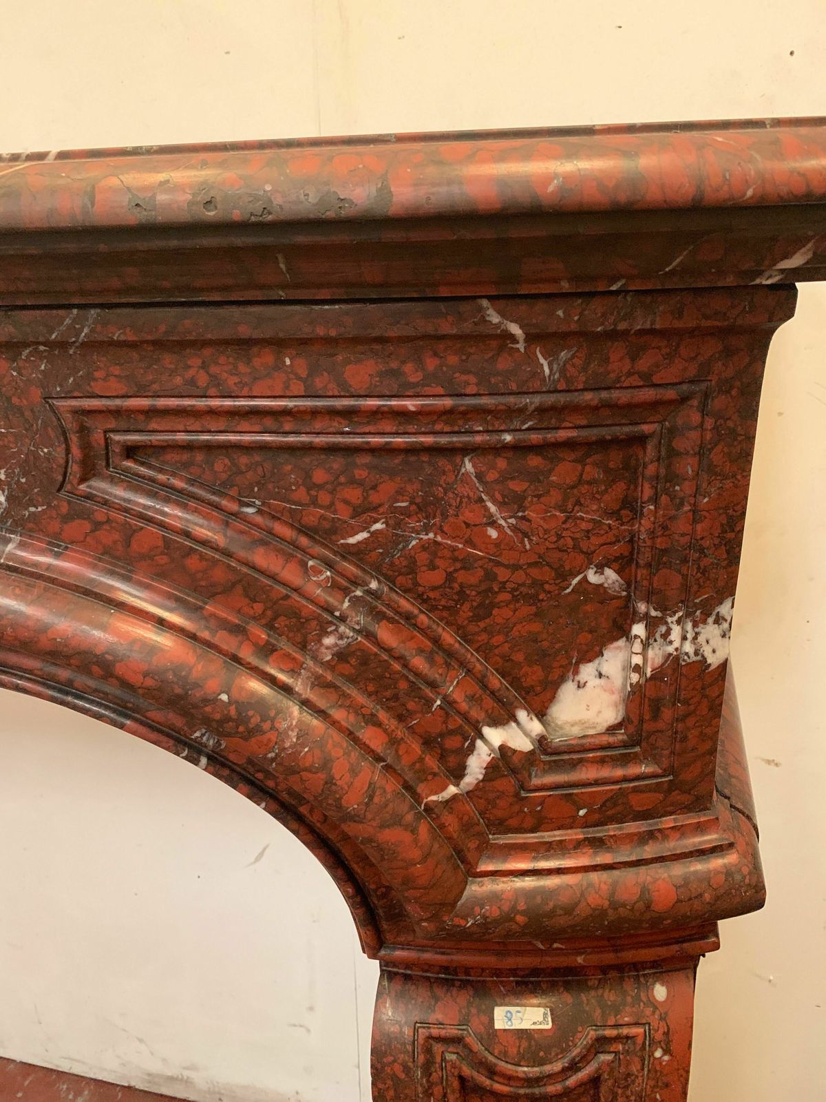 Pair Of Louis XIV Style Fireplaces In Cherry Red Marble. XIX Century photo buy