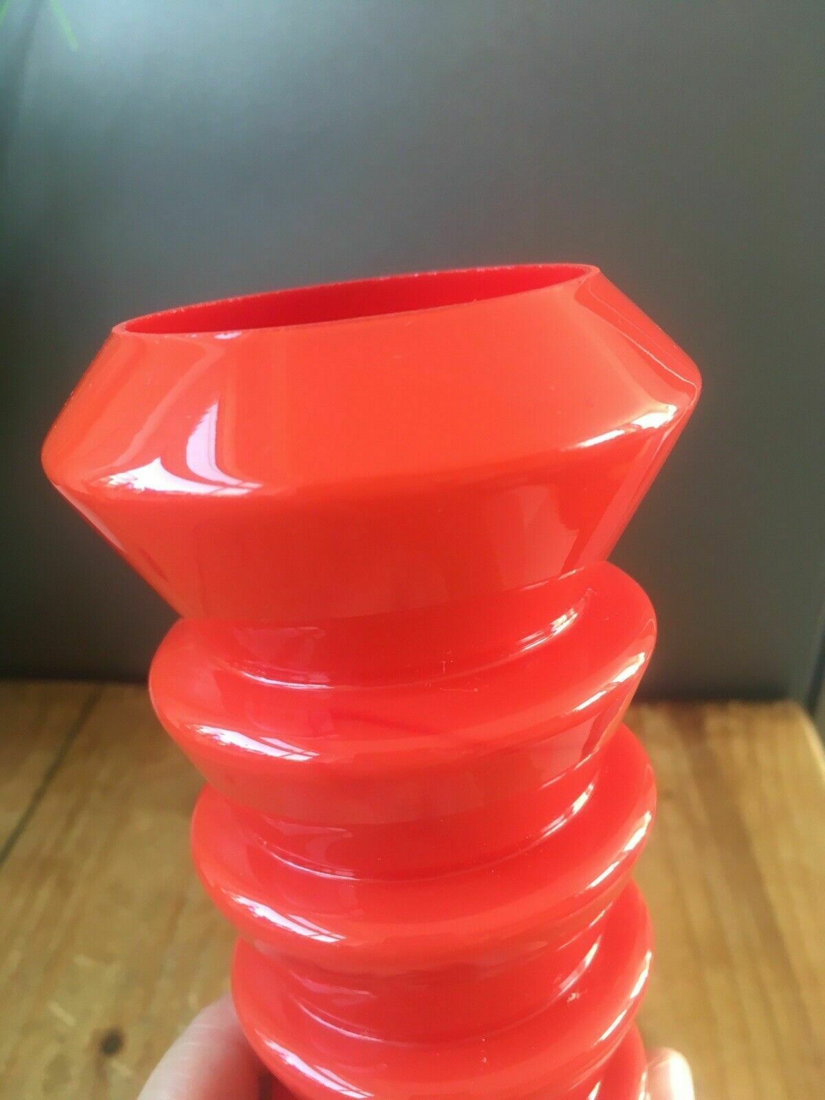photo for sale Art Deco Red Tango Kralik Ernst Steinwald Stepped Layered Spatter Glass Vase