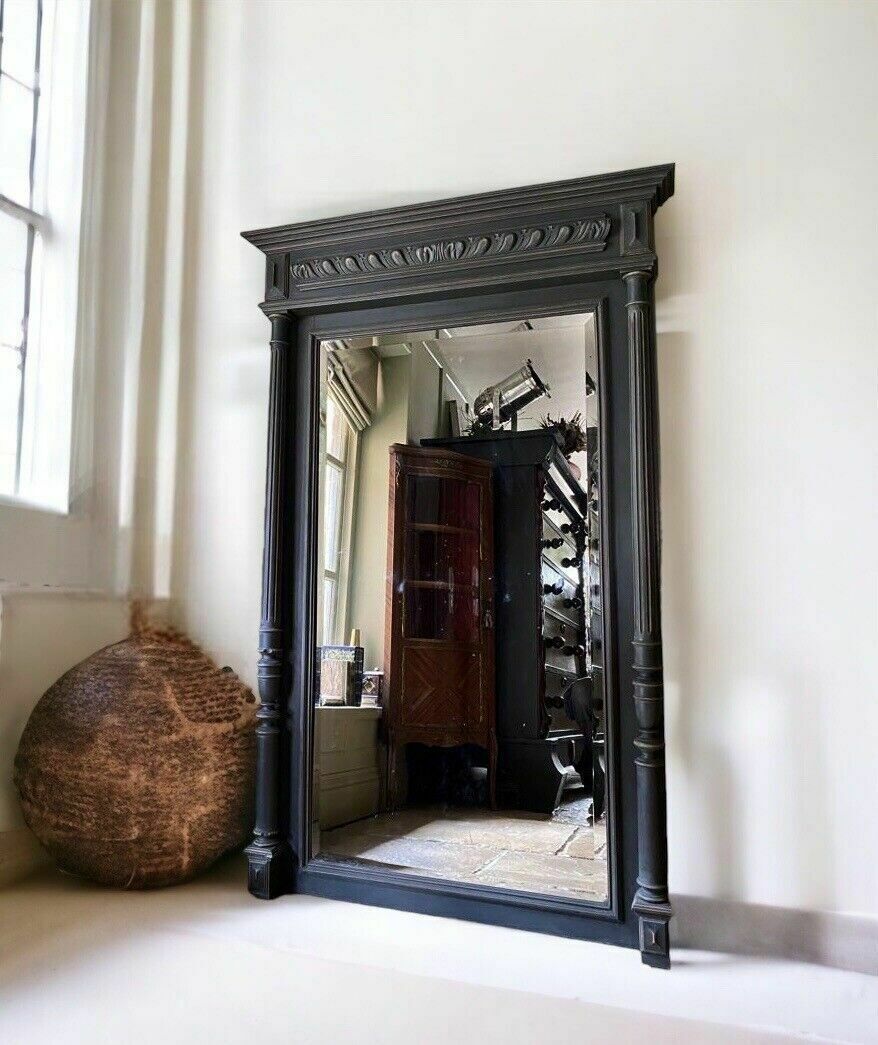 photo furniture Large Antique French Oak Henri Style 3/4 Length Hall Wall Mirror