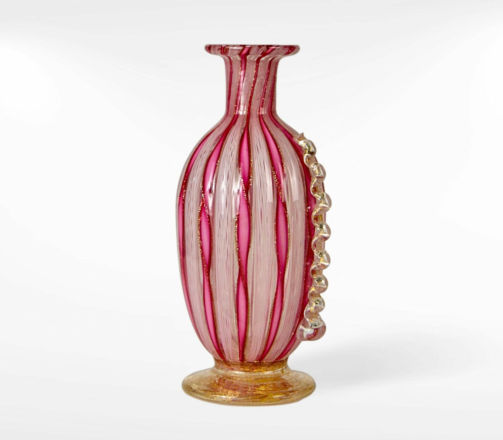 Murano Zanfirico Filligrana Glass Vase Pink With Gold Inclusion photo furniture