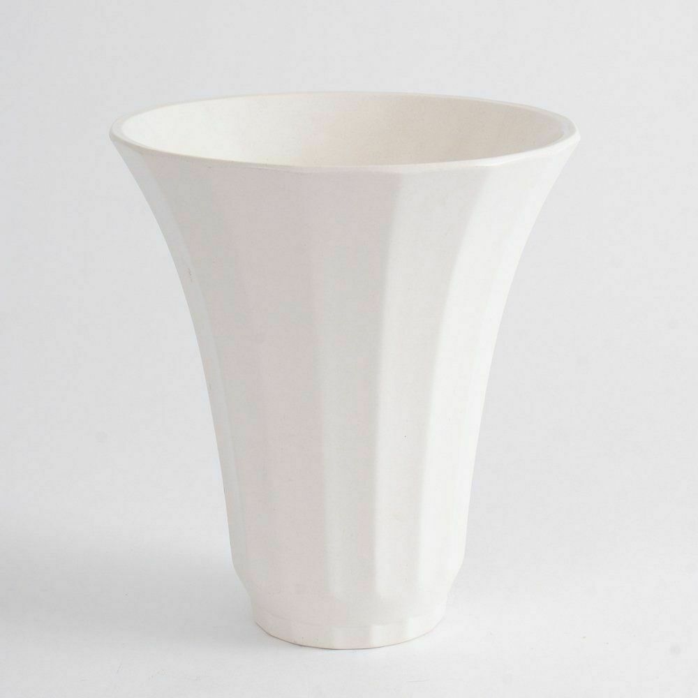 British Art Deco Keith Murray For Wedgwood 'Moonstone' Fluted Trumpet Vase C.1930