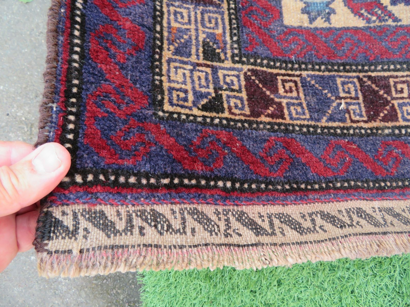 Textiles Antique Baluch Rug. Comical Animal Motifs. Baluch Tribes Of Herat. West Afghanistan.152cm X 86cm. photo