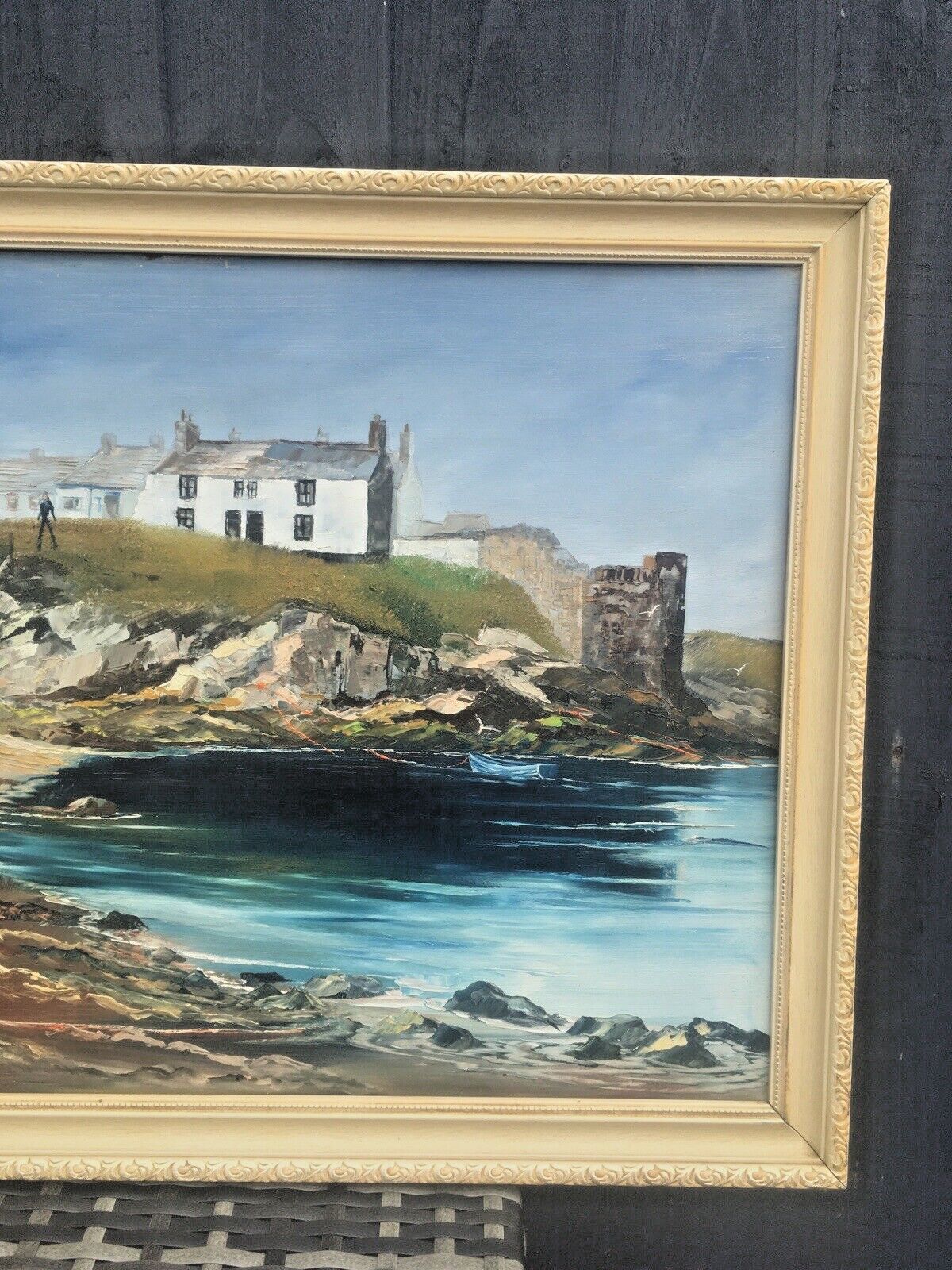 photo vinterior Original Jill Mickle Framed Oil Painting Newry Beach Holyhead Anglesey Port Boat