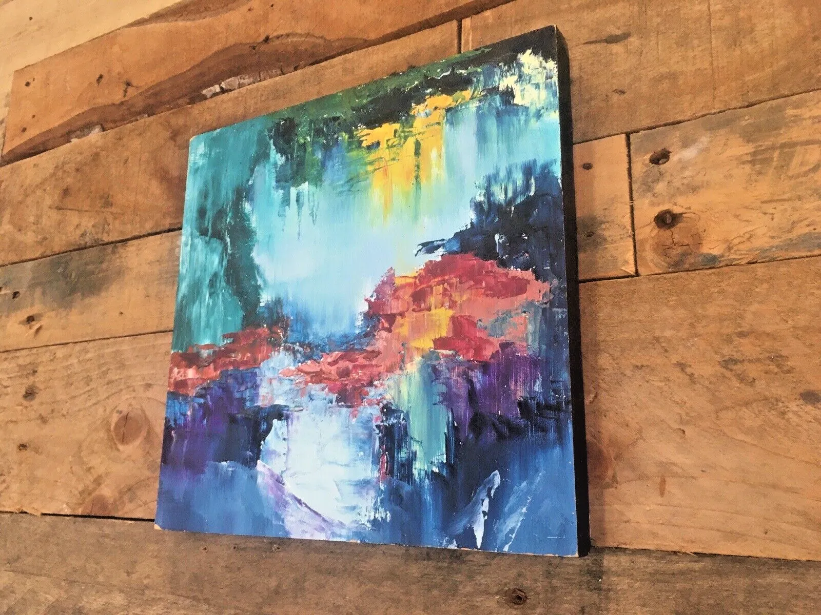 photo vinterior Colourful Abstract Impressionist Water Scene Monet Style Painting By D.Elliott