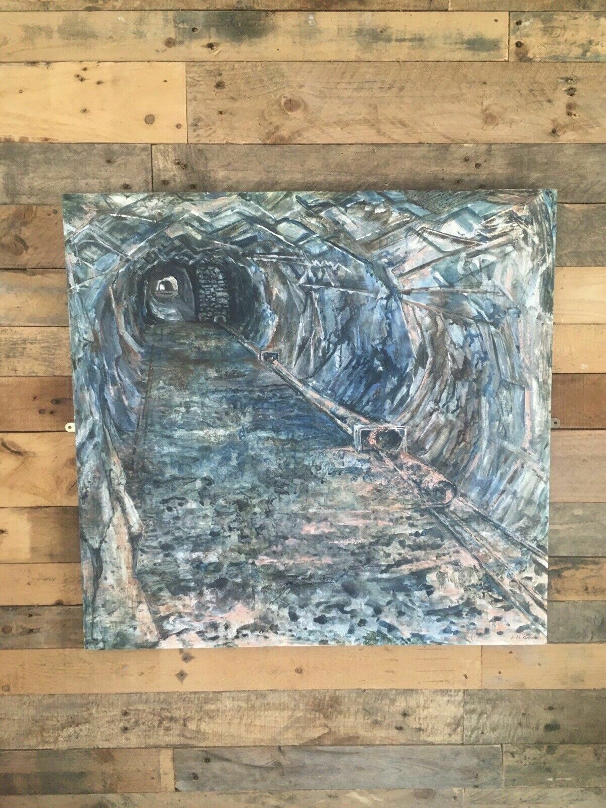 photo vinterior Large Vintage Mine Shaft Tunnel Welsh Slate Mining Acrylic Painting To Infinity