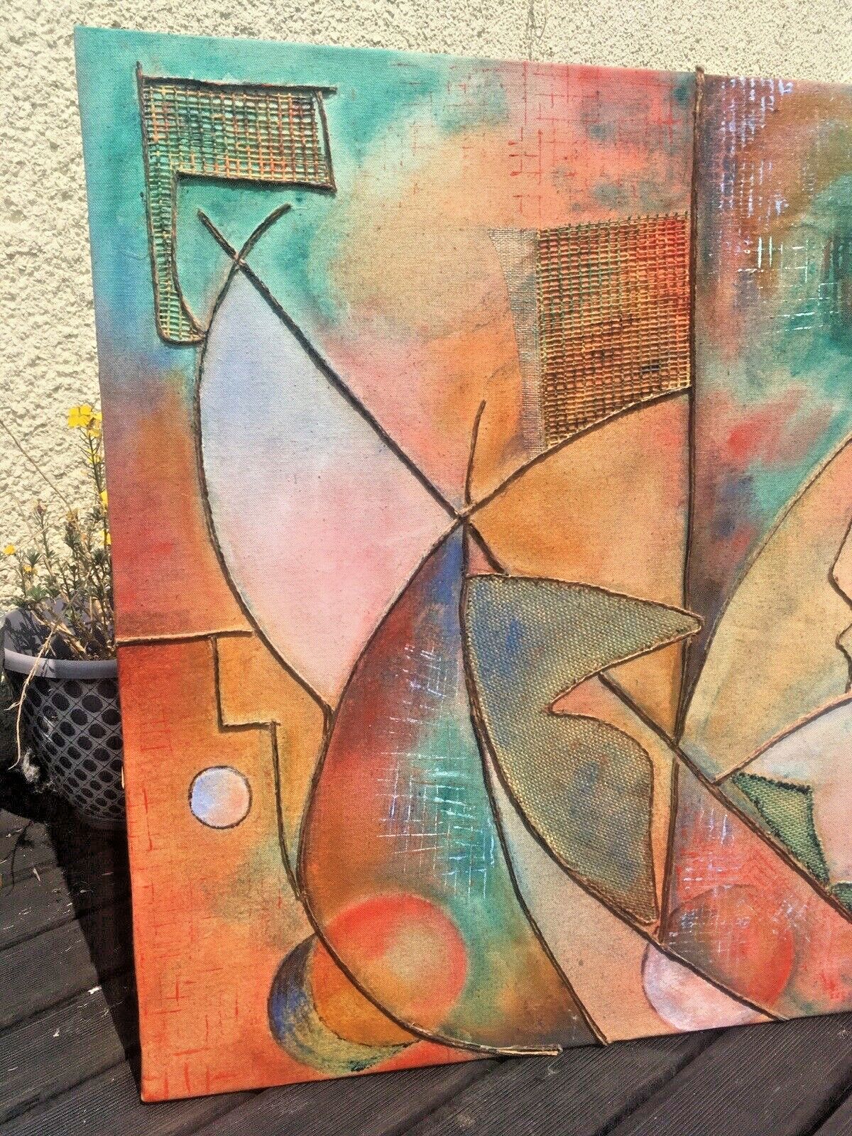 Huge 4.5ft Mid Century Modern Style Memphis Pop Art Abstract Geometric Painting photo buy