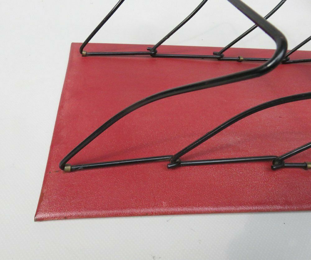 1215.5 Art Nouveau Wall Newspaper Stand In Metal Bordeau Red, Black & Gold, 1890s photo