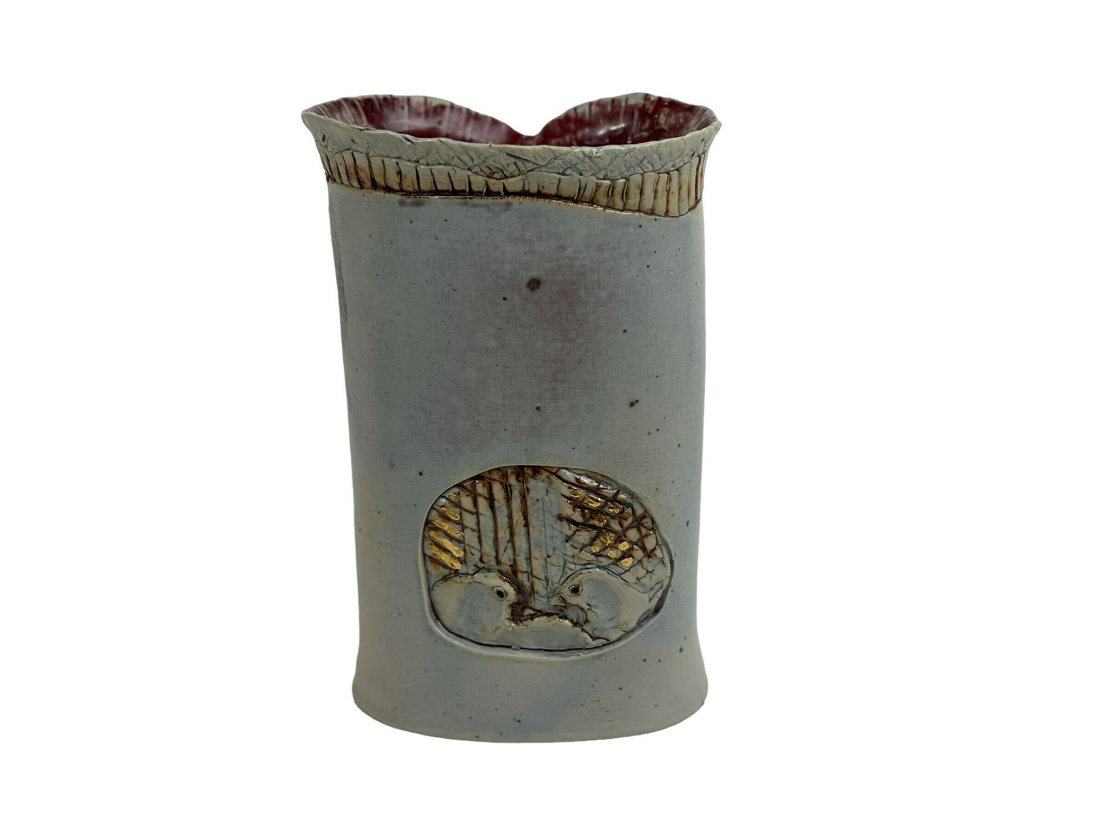 Vase With A Motif Of Birds In A Nest By Danish Ceramist Gerda Ostergaard (Gerda østergaard), Scandinavian Ceramics photo vintage