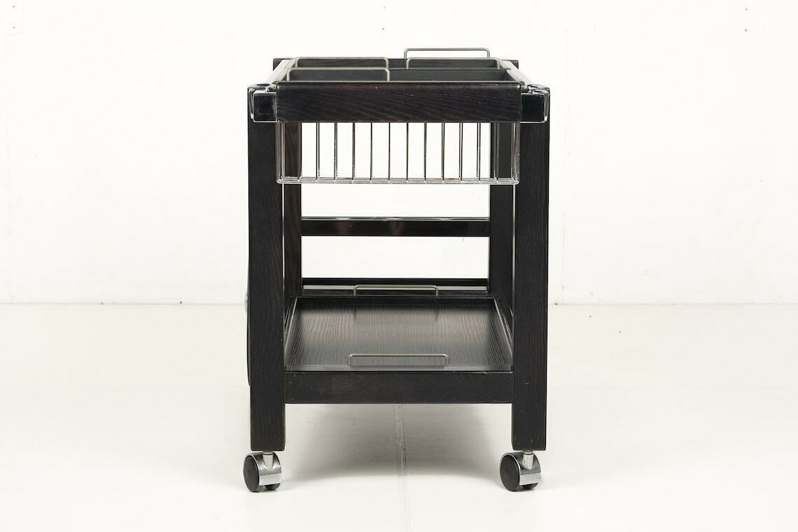 Tea Trolley, Black Ash, Chrome, Vintage, Modular, Ca 1980 photo 1785.0