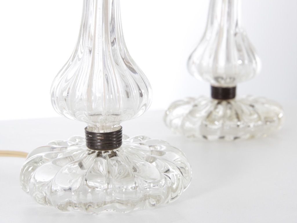 Mid Century Modern Scandinavian Pair Of Little Crystal Table Lamps By Carl Fagerlund photo buy